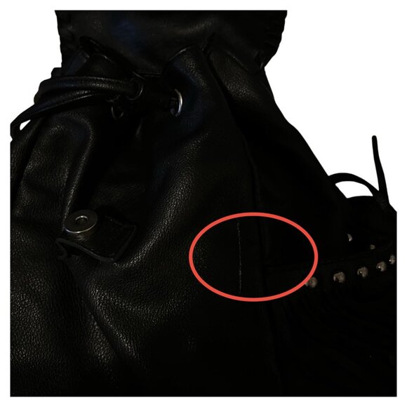 🌵FOREVER 21 BLACK BOHO FRINGE WESTERN WITH STUDS BACKPACK - Picture 6 of 6